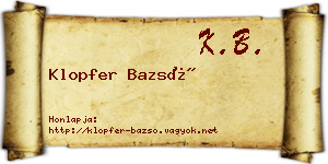 Klopfer Bazsó névjegykártya